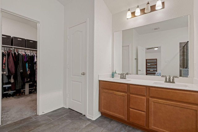 209 Sage Derby Dr, Hutto, TX 78634 - bathroom featuring double vanity and a spacious closet