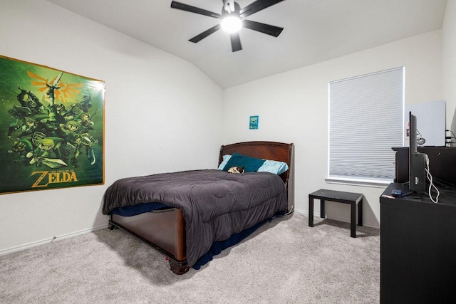 209 Sage Derby Dr, Hutto, TX 78634 - bedroom with lofted ceiling, carpet flooring, baseboards, and ceiling fan
