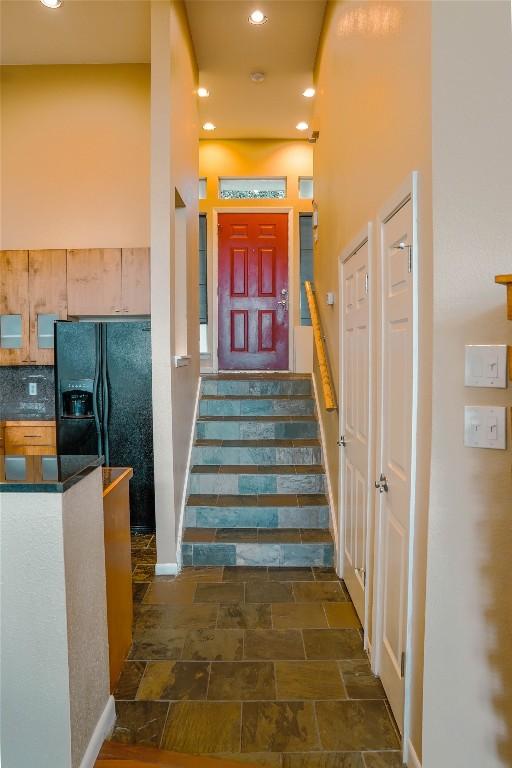 2918 Ranch Road 620th Rd N Unit J162, Austin, TX 78734 - stairway with stone finish floors, recessed lighting, and baseboards
