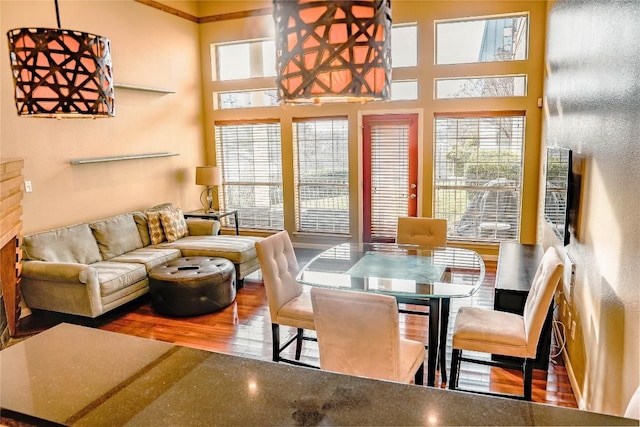 2918 Ranch Road 620th Rd N Unit J162, Austin, TX 78734 - dining space featuring wood finished floors and a towering ceiling