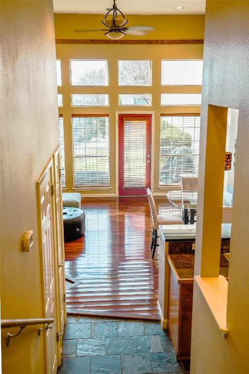 2918 Ranch Road 620th Rd N Unit J162, Austin, TX 78734 - dining space with ceiling fan and a towering ceiling
