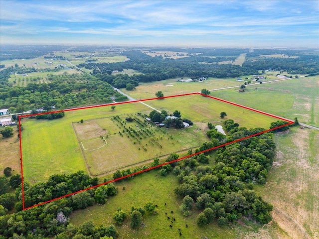 4451 County Road 467, Elgin, TX 78621 - aerial view of sparsely populated area with property parcel outlined and a pastoral area