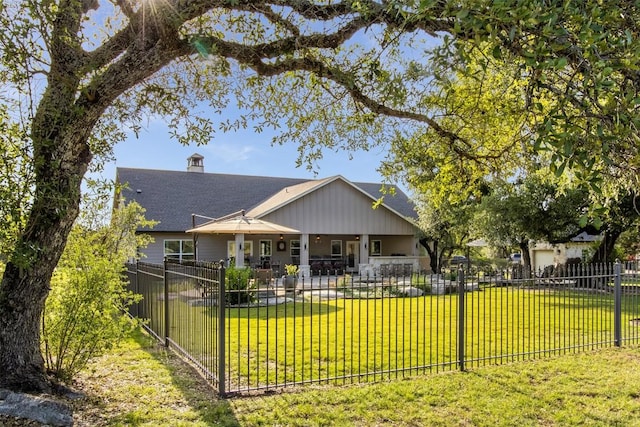400 Capstone Dr, Marble Falls, TX 78654 - back of property with a chimney