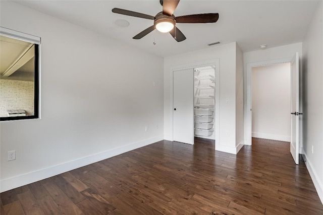 2502 Spring Creek Dr, Austin, TX 78704 - unfurnished bedroom featuring wood finished floors, ceiling fan, and a closet