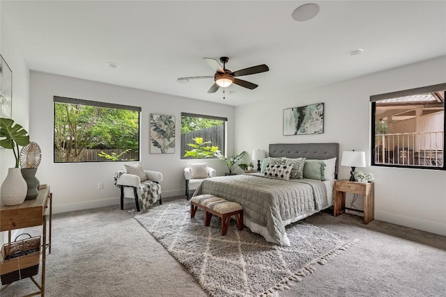 2502 Spring Creek Dr, Austin, TX 78704 - carpeted bedroom featuring baseboards and a ceiling fan