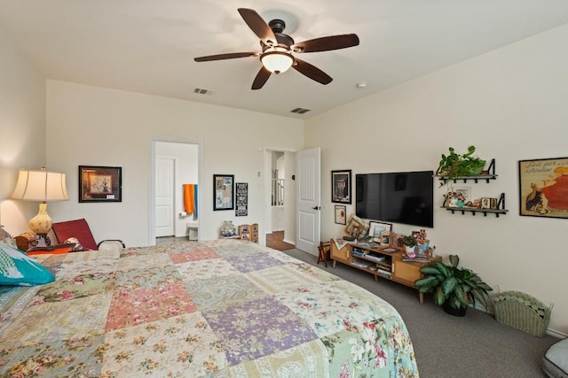 900 Lily Pad, Leander, TX 78641 - bedroom featuring carpet flooring, a ceiling fan, and ensuite bath