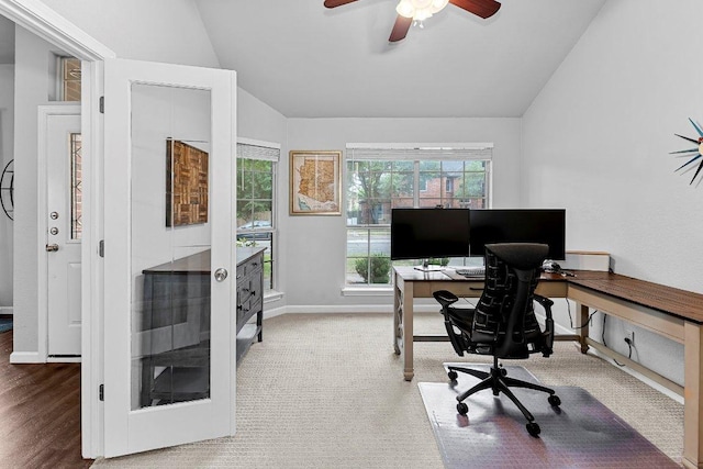 1111 Pebble Brook Rd, Cedar Park, TX 78613 - office featuring lofted ceiling and ceiling fan