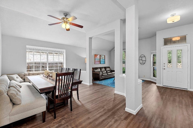 1111 Pebble Brook Rd, Cedar Park, TX 78613 - dining room featuring plenty of natural light, dark wood-type flooring, and a ceiling fan