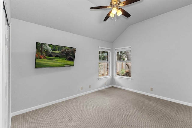 1111 Pebble Brook Rd, Cedar Park, TX 78613 - carpeted empty room with lofted ceiling and ceiling fan