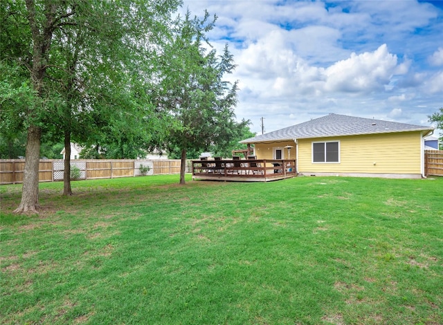 116 Naalehu Ct, Bastrop, TX 78602 - view of yard featuring a wooden deck
