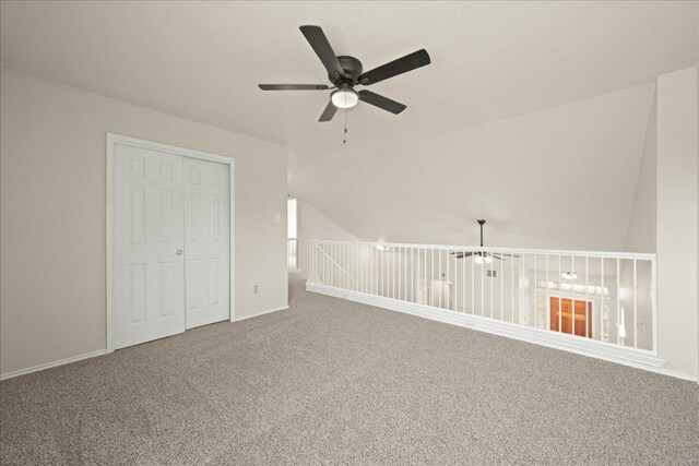 15411 Ora Ln, Pflugerville, TX 78660 - additional living space featuring a ceiling fan, carpet floors, and lofted ceiling