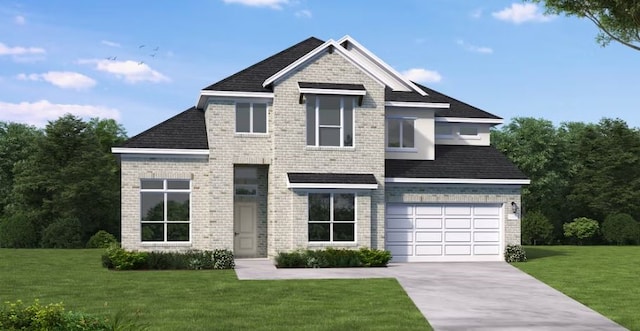 1101 Blanket Flower Dr, Georgetown, TX 78628 - view of front facade with a front yard, driveway, brick siding, and an attached garage