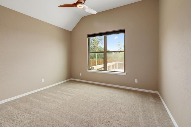 22218 W Cape Travis Bnd, Lago Vista, TX 78645 - spare room featuring a ceiling fan, light carpet, and lofted ceiling