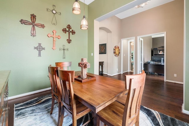 22218 W Cape Travis Bnd, Lago Vista, TX 78645 - dining area with wood finished floors and arched walkways