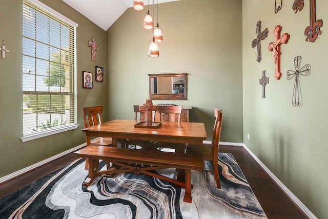 22218 W Cape Travis Bnd, Lago Vista, TX 78645 - dining room with wood finished floors and vaulted ceiling