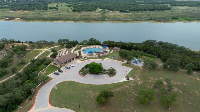 22218 W Cape Travis Bnd, Lago Vista, TX 78645 - aerial view of property and surrounding area with a large body of water and a heavily wooded area