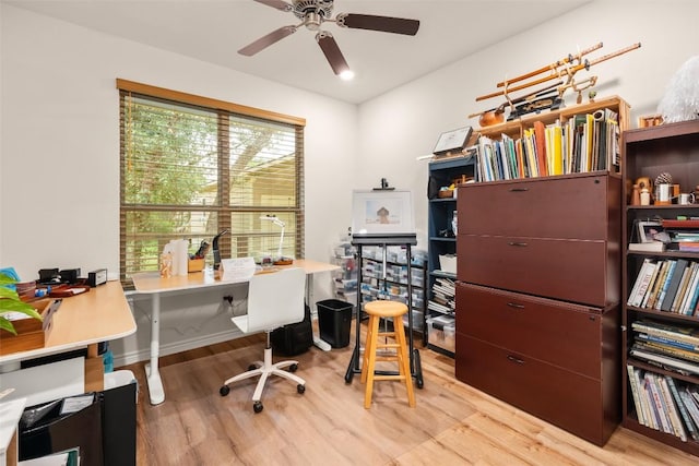 805 Willow Creek Cir, San Marcos, TX 78666 - home office with wood finished floors and ceiling fan