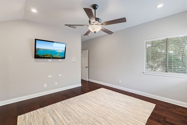 212 Lakefront Dr, Point Venture, TX 78645 - spare room featuring baseboards, a ceiling fan, wood finished floors, and recessed lighting