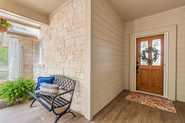 212 Lakefront Dr, Point Venture, TX 78645 - doorway to property with stone siding