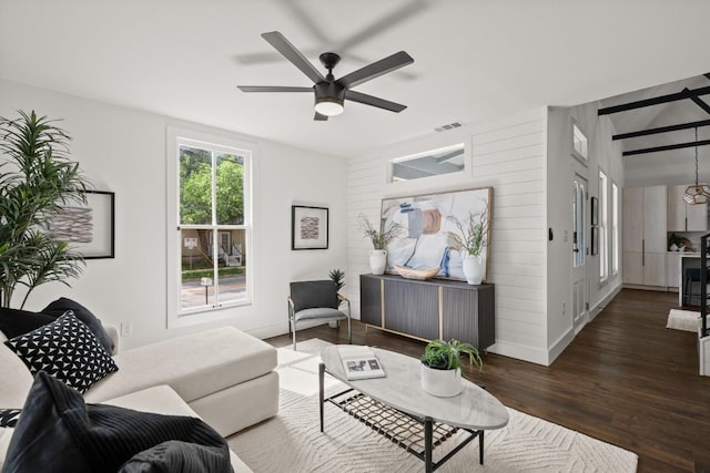 48 Chicon St, Austin, TX 78702 - living area featuring wood finished floors and a ceiling fan