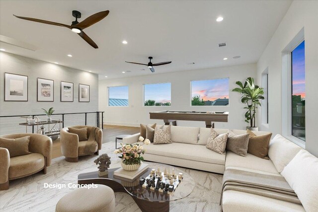 98 Wennmohs Pl, Horseshoe Bay, TX 78657 - living area with recessed lighting and ceiling fan