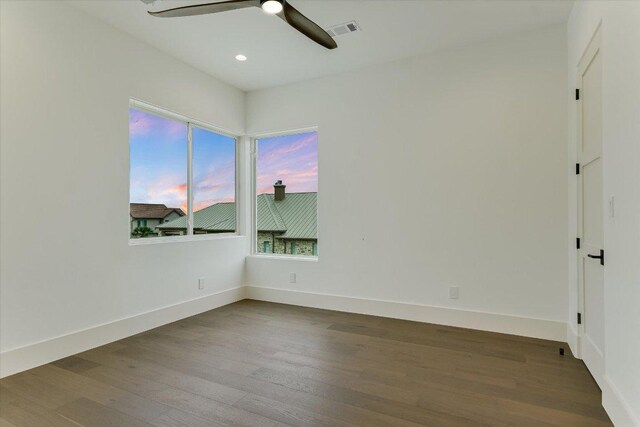 98 Wennmohs Pl, Horseshoe Bay, TX 78657 - spare room featuring ceiling fan, wood finished floors, recessed lighting, and baseboards