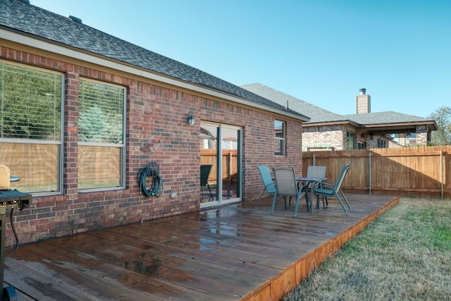 1244 Yellow Iris Rd, Leander, TX 78641 - wooden deck featuring outdoor dining space