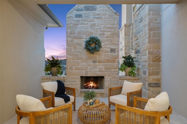 6901 Davenport Divide Rd, Austin, TX 78738 - living area featuring an outdoor stone fireplace and a wall of windows