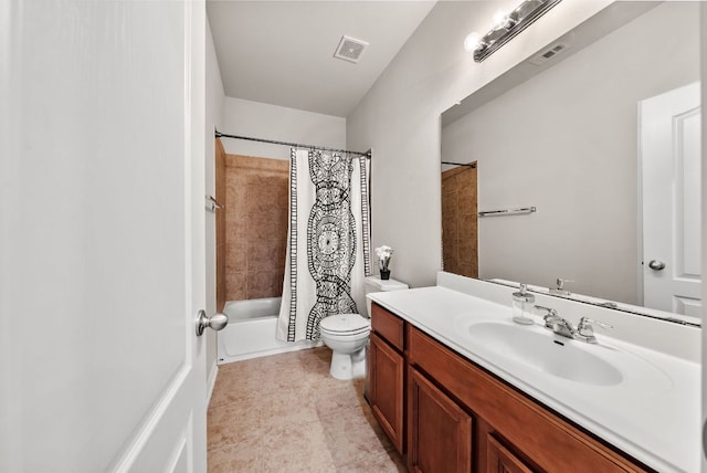 4404 Cierne Cv, Round Rock, TX 78681 - bathroom featuring toilet, vanity, shower / tub combo, and tile patterned floors