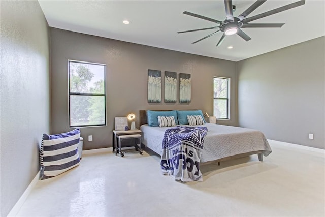 1215 Ridge Harbor Dr, Spicewood, TX 78669 - bedroom with recessed lighting, baseboards, carpet flooring, and a ceiling fan