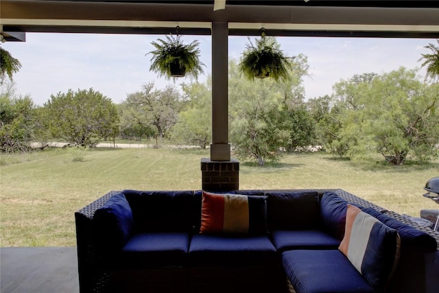 1215 Ridge Harbor Dr, Spicewood, TX 78669 - view of patio featuring an outdoor living space