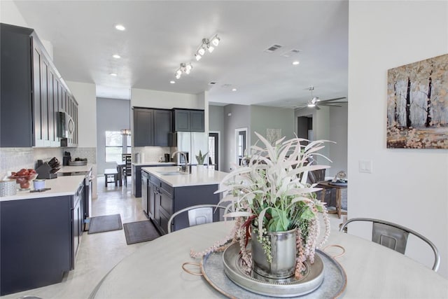 1215 Ridge Harbor Dr, Spicewood, TX 78669 - dining space featuring recessed lighting and ceiling fan