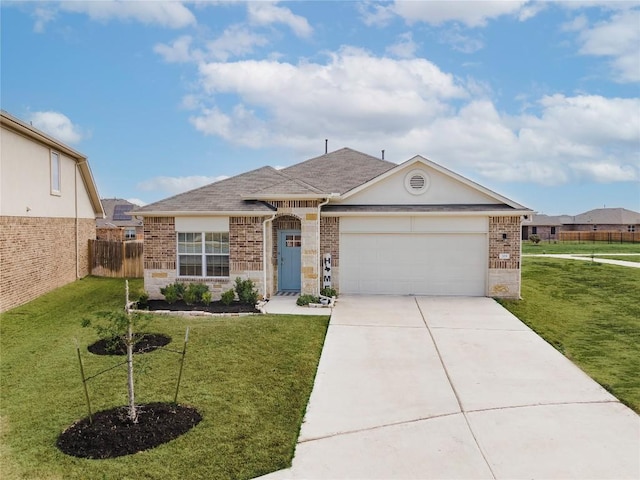 208 Shiner Ln, Georgetown, TX 78626 - ranch-style house with brick siding, a garage, driveway, and roof with shingles