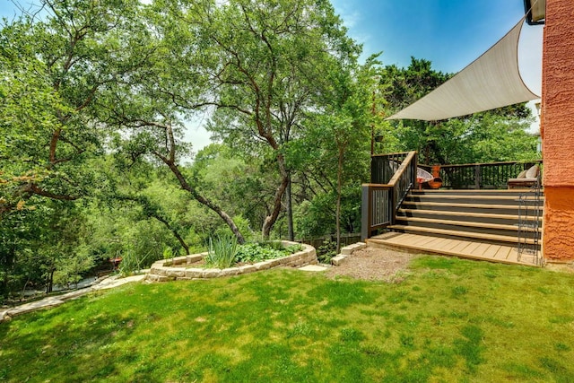 1125 Byers Ln, Austin, TX 78753 - view of grassy yard with a wooden deck