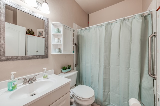 121 Cedar St, Granite Shoals, TX 78654 - bathroom with toilet, vanity, and a shower with curtain
