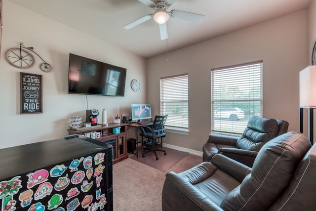 121 Cedar St, Granite Shoals, TX 78654 - office space with carpet, ceiling fan, and baseboards