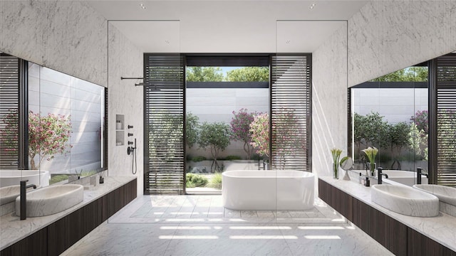6507 Bridge Point Pkwy Lot 7, Austin, TX 78730 - bathroom with a soaking tub and double vanity