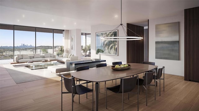 6507 Bridge Point Pkwy Lot 7, Austin, TX 78730 - dining area featuring light wood-style flooring, recessed lighting, and expansive windows