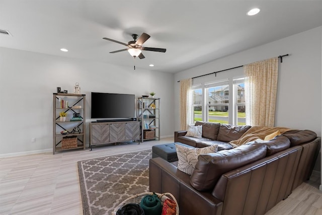 8212 Daisy Cutter Xing, Georgetown, TX 78626 - living area with ceiling fan, recessed lighting, and baseboards