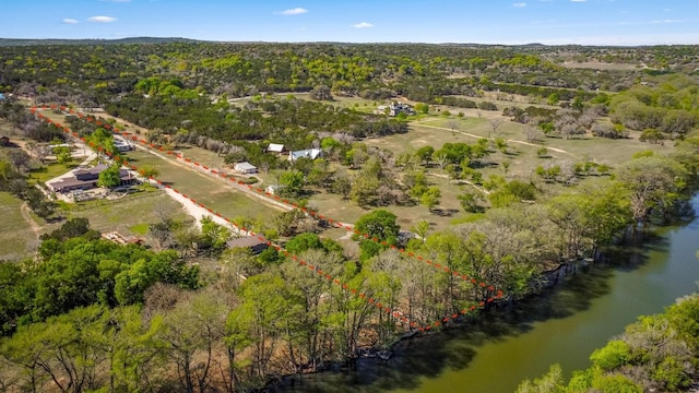 159 Baldwin Rd, Ingram, TX 78025 - aerial overview of property's location featuring property parcel outlined and a large body of water