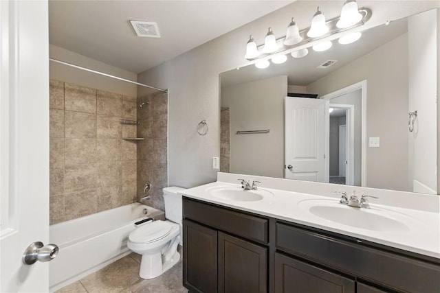 6739 Indian Lndg, San Antonio, TX 78253 - bathroom featuring double vanity, bathing tub / shower combination, and tile patterned flooring