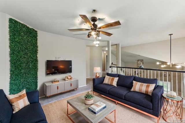6739 Indian Lndg, San Antonio, TX 78253 - living area featuring a ceiling fan and carpet