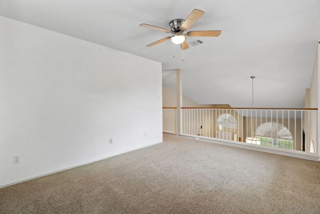 2917 Feathercrest Dr, Austin, TX 78728 - spare room with ceiling fan, carpet floors, and lofted ceiling
