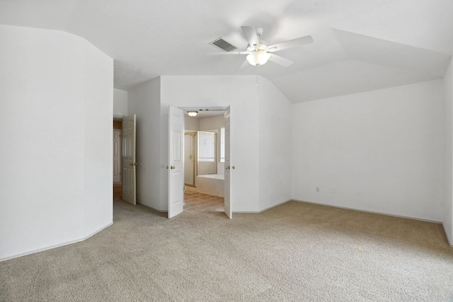2917 Feathercrest Dr, Austin, TX 78728 - additional living space with light carpet, lofted ceiling, and a ceiling fan