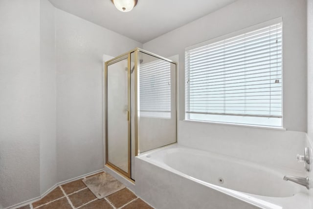 2917 Feathercrest Dr, Austin, TX 78728 - bathroom featuring a stall shower, a tub with jets, and tile patterned flooring