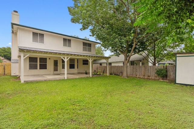 2917 Feathercrest Dr, Austin, TX 78728 - rear view of house with a patio, a fenced backyard, and a chimney