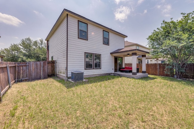 8912 Norwich Castle, Austin, TX 78747 - rear view of property with a patio, central AC unit, and a ceiling fan