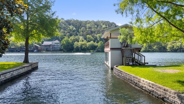2603 Pearce Rd, Austin, TX 78730 - water view featuring stairway and a heavily wooded area