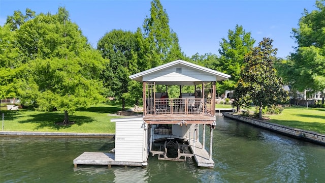 2603 Pearce Rd, Austin, TX 78730 - dock area with a water view, a gazebo, and a yard