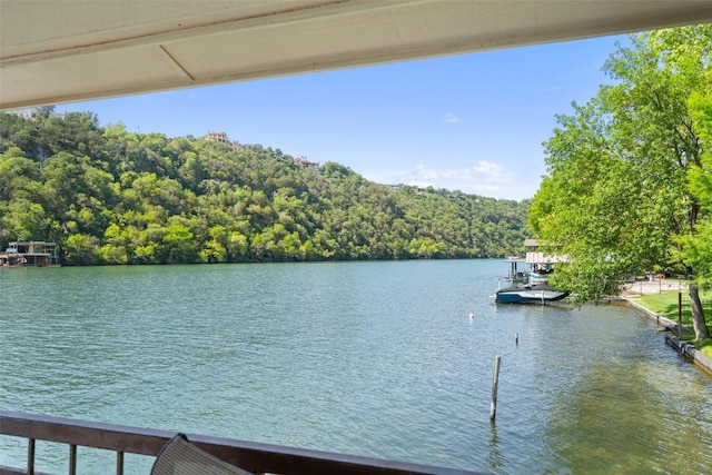 2603 Pearce Rd, Austin, TX 78730 - water view featuring a floating dock and a forest